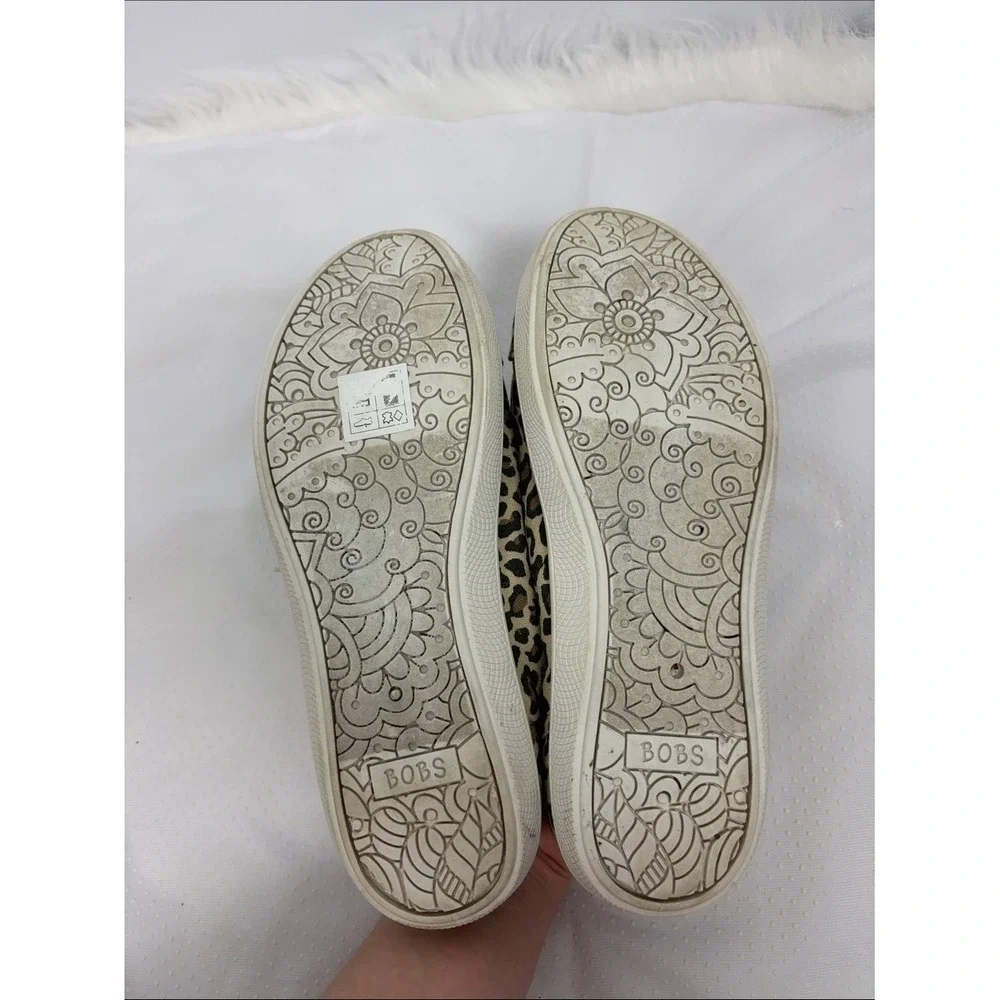 Skechers BOBS Leopard Print Memory Foam Lace Up Sneakers Women's 7.5